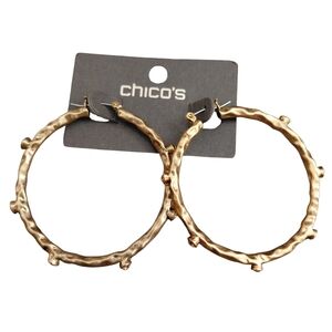 NWT Chico’s Kaya Bronze Gold Hoop Gold Stone Large Hoop Earrings
